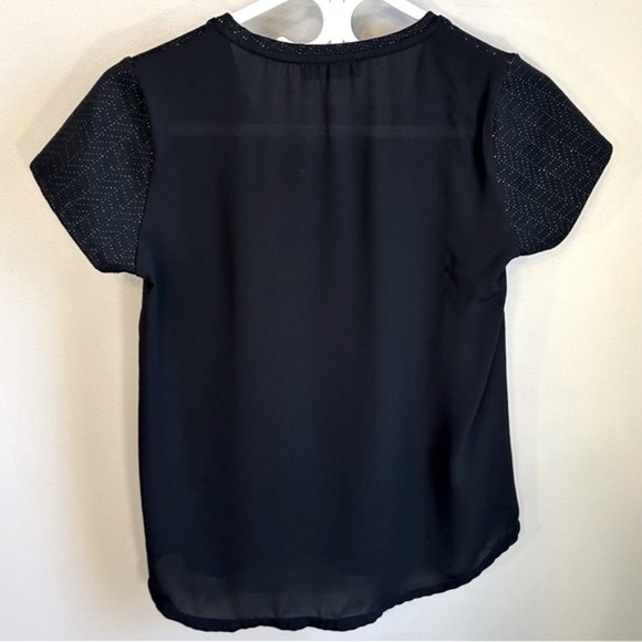 Le Temps Des Cerises Textured Scoop Neck T Shirt Semi Sheer Back Womens Size S - Picture 3 of 5